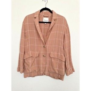 NEW Madewell Breezewoven Larsen Blazer in Windowpane Cotton Blazer Womens M